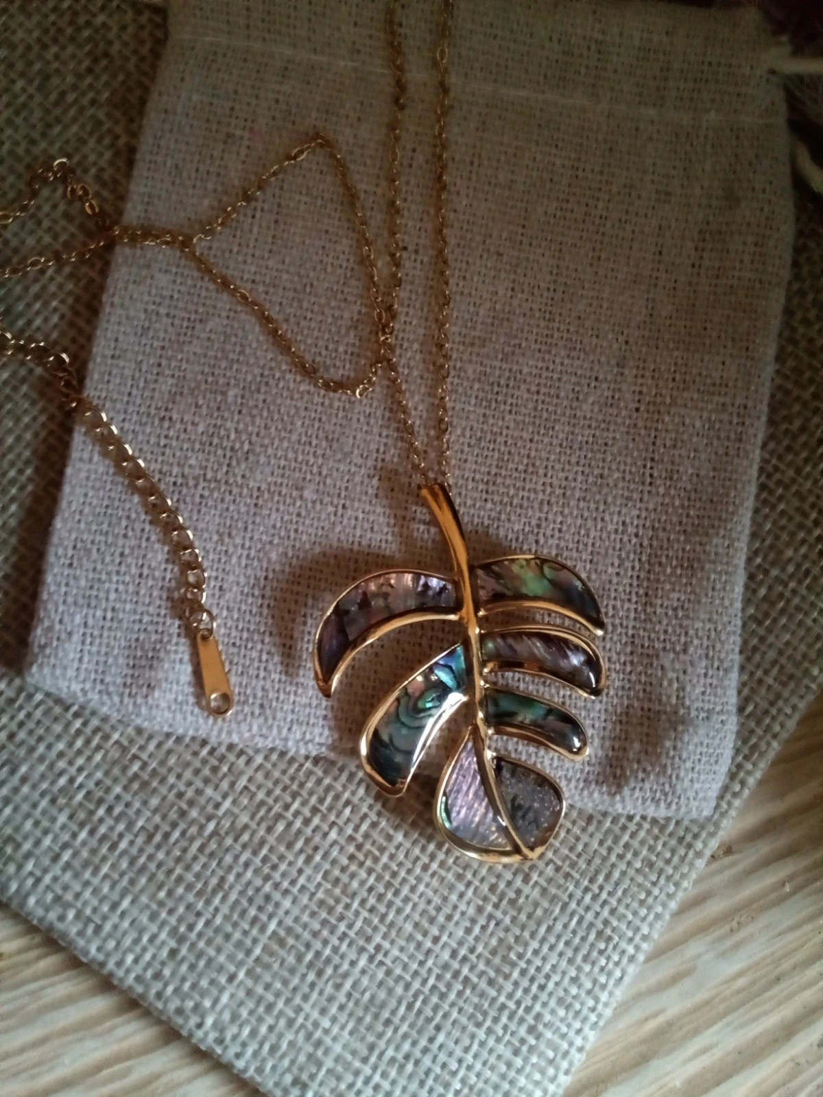 Collier bohème abalone feuille d'ormeaux – photo 2